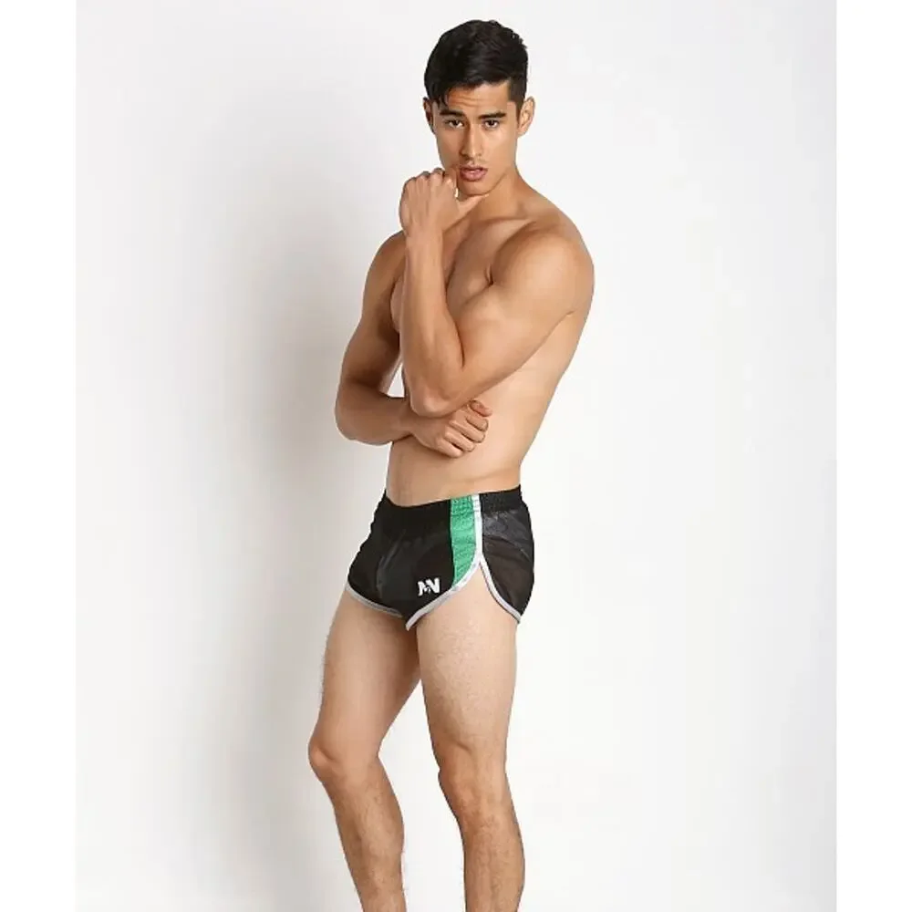 PreLoved N2N Bodywear Mens Athletic Split Mesh Shorts Color Black Size Medium